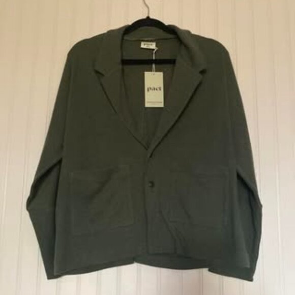 Pact Organic Cotton Women's Relaxed Blazer in Evergreen Heather, size S, NWT - Picture 5 of 9